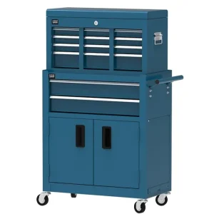 Cărucior de Scule HBM H133343 – Dulap Superior și Sertare Multiple, Albastru Livrare rapidă