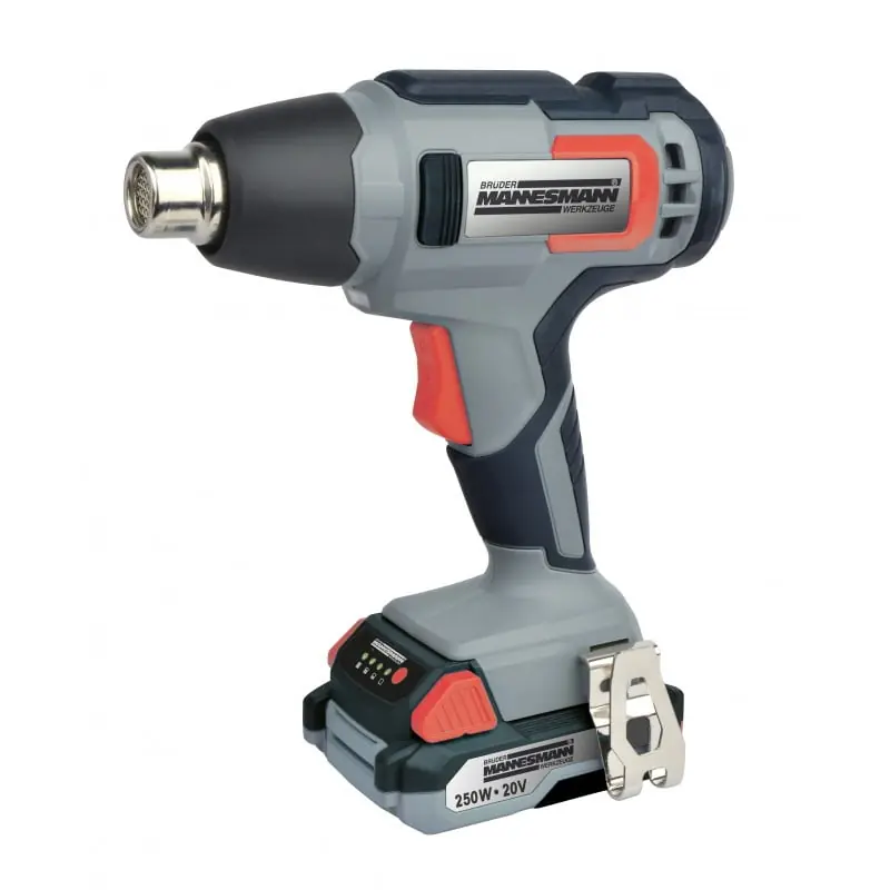 Pistol aer cald 250W, cu acumulator Li-Ion 2Ah – Mannesmann 49530 Retur ușor