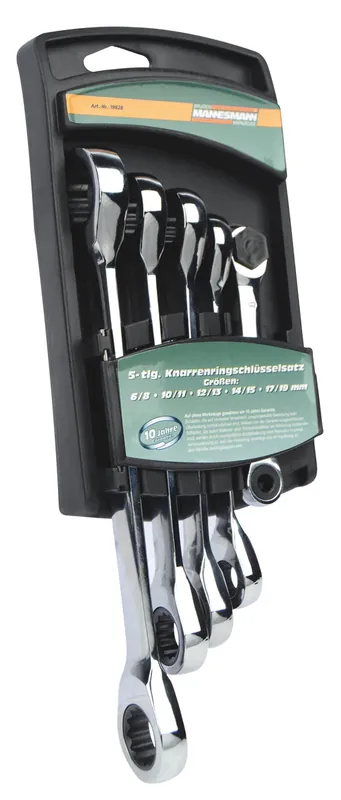 Nu rata Set de chei inelare cu clichet 6 -19mm, 5 piese, Mannesmann – M19828