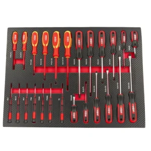 Set de surubelnite in burete organizator tip carbon, 25 piese, pentru dulap de scule, HBM – 9770 Livrare expres