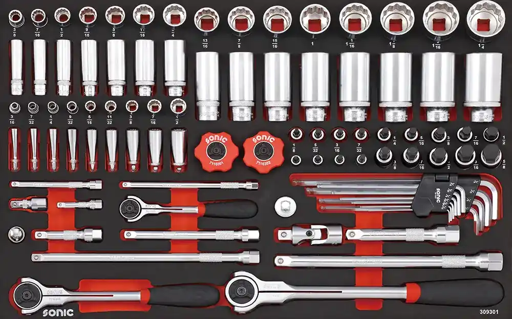 Set scule 1/4″ + 3/8″ +1/2″ SFS-M | SAE 93 piese – Sonic 309301 Reducere extra