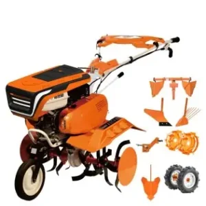 Ultima șansă Motosapa RURIS 7500ACC5, roti cauciuc 4.00-8, rarita ajustabila, plug, adaptor, dispozitiv cartofi, cultivator multifunctional, roti metalice 400