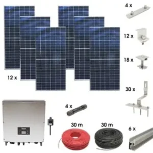 Kit sistem solar fotovoltaic monfazic ON-GRID 5KW cu panouri 12x450W prosumator WIFI cu sistem fixare acoperis tigla Breckner Germany Doar azi