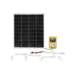 Set panou solar 75W fotovoltaic monocristalin 790x690x75mm 12-24V 4 becuri LED 9W Breckner Germany Ultima șansă