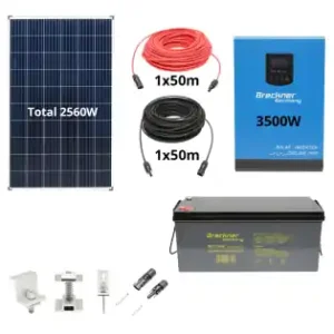 Noutate Sistem solar fotovoltaic cu invertor 3.5KW 220V ON-Grid Hibrid 100A MPPT Breckner Germay