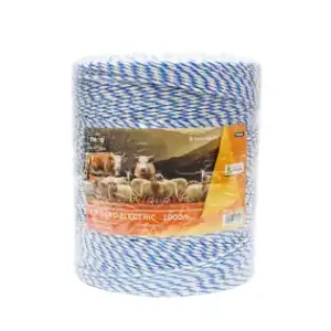 Rola fir alb-albastru fi 3mm insertie metalica 3x0.2mm SS, rezistenta 7.8 Ohm/m, 1000m gard electric Thor Ieftin