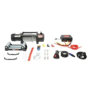Troliu electric cu telecomanda 12V, 6.5cp, 6.1T (13500lbs) cablu otel 9x24m solenoid 400A Breckner Germany Retur ușor