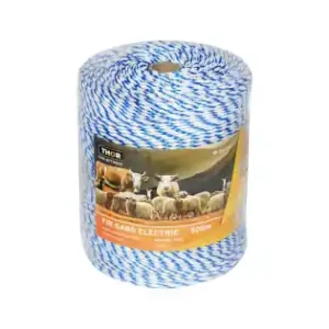 Rola fir alb-albastru fi 3mm insertie metalica 3x0.2mm SS, rezistenta 7.8 Ohm/m, 500m gard electric Thor Cumpără online