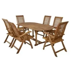 Reducere specială Set mobilier pentru gradina Hecht camberet, 1 masa si 6 scaune din lemn de salcam