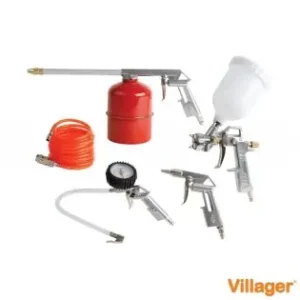 Set 5 accesorii compresor VILLAGER VAT S5 5/1, Pistol de vulcanizare, Pistol vopsit, Suflanta, Lubrifiant, Furtun pneumatic Ofertă exclusivă
