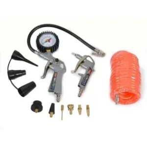 Set 10 accesorii HECHT 002026, pentru compresor pistol simplu de umflat, pistol cu manometru, furtun spiralat 5 m, adaptoare Reducere extra