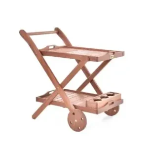 Carucior pentru servire HECHT Serving, fabricat din lemn tropical dur Meranti, 2 roti Popular