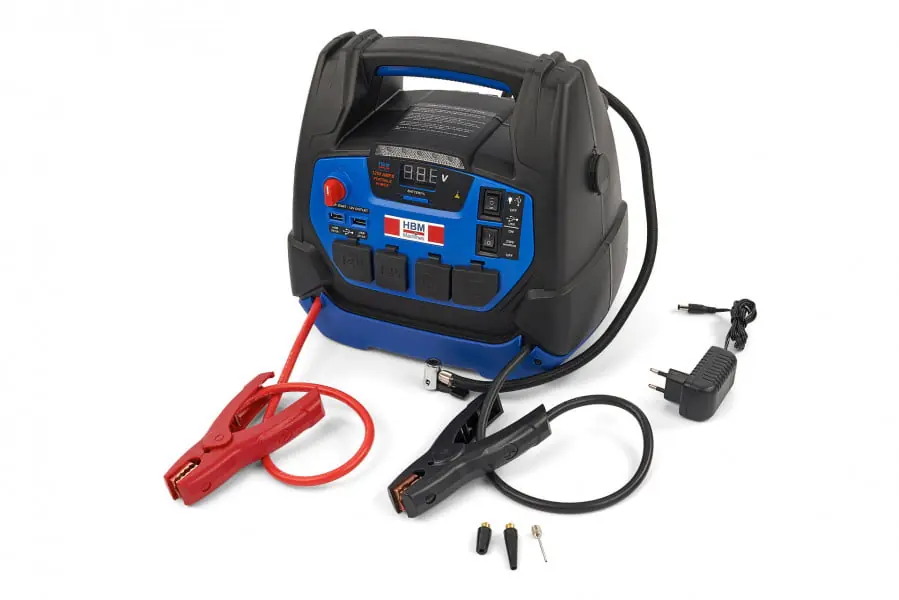 Disponibil imediat Robot de pornire cu compresor profesional 230V/12V/22 Ah – HBM 9678