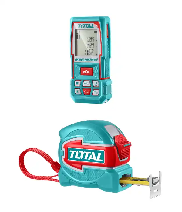 Kit combo TOTAL telemetru laser 0.05-100 m si ruleta 5 m x 32 mm Promoție