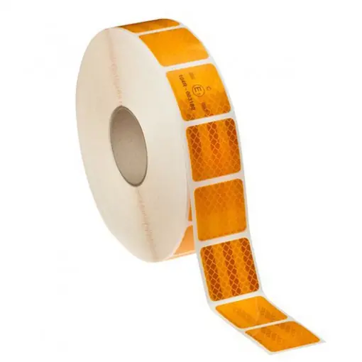 Banda reflectorizanta adeziva intrerupta pentru prelate - GALBENA (rola 5cm x 45m) Promoție