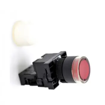 Ieftin Buton Push cu protectie cauciuc 22 mm, rosu
