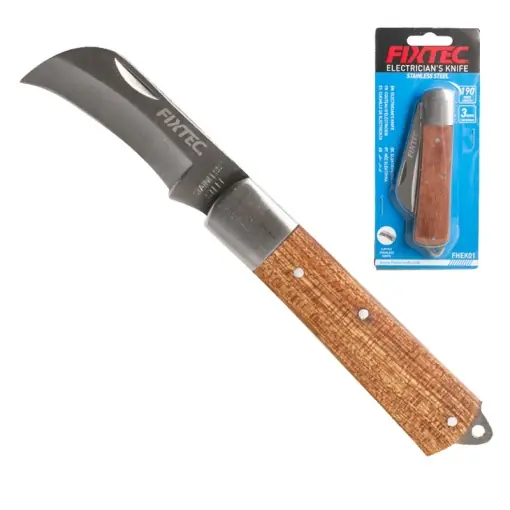 Retur ușor Cutit pentru electrician FIXTEC lama curbata 190 mm
