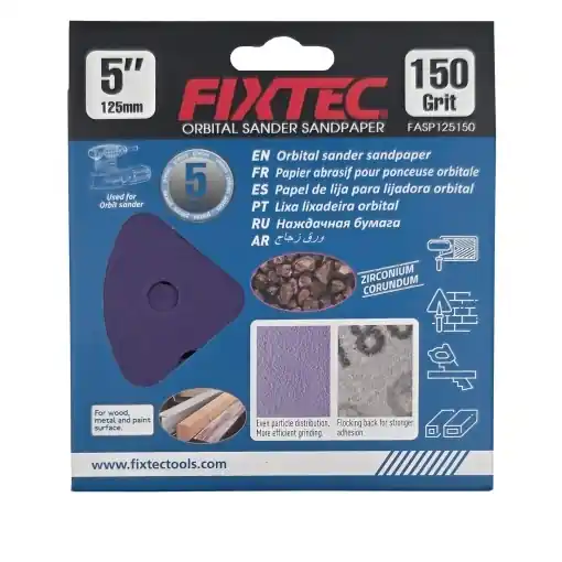 Disc abraziv FIXTEC 125 mm granulatie P150 pentru slefuitor orbital Ofertă specială
