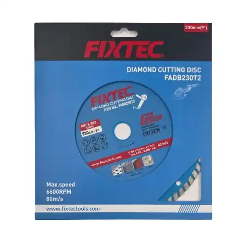 Disc diamantat FIXTEC 230 x 22.2mm pentru taiere umeda/uscată Nu rata