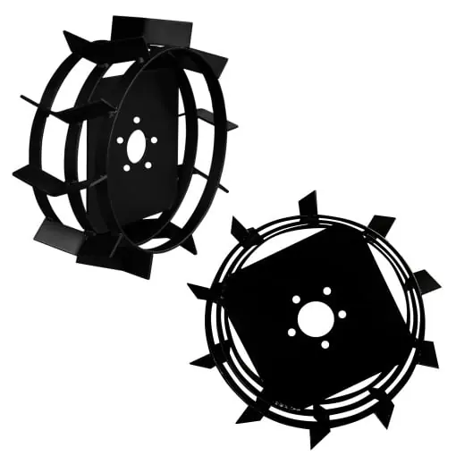 Cel mai vândut Set 2 roți metalice 350mm pentru motocultor, ax hexagonal 32mm