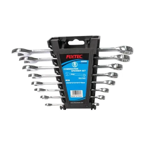 Plată sigură Set chei combinate FIXTEC 8 piese, CR-V, cu suport