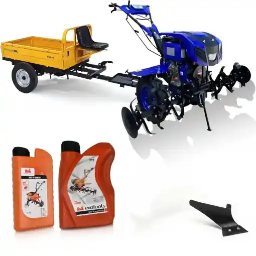 Motocultor 18CP Benzina, remorca, ulei motor si transmisie + 2 pluguri Ofertă exclusivă