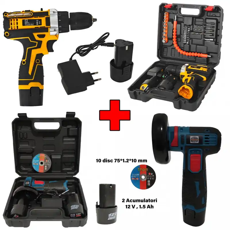 * Promo * Autofiletanta & Mini-polizor unghiular , German Meister, Multiple accesorii incluse Bestseller