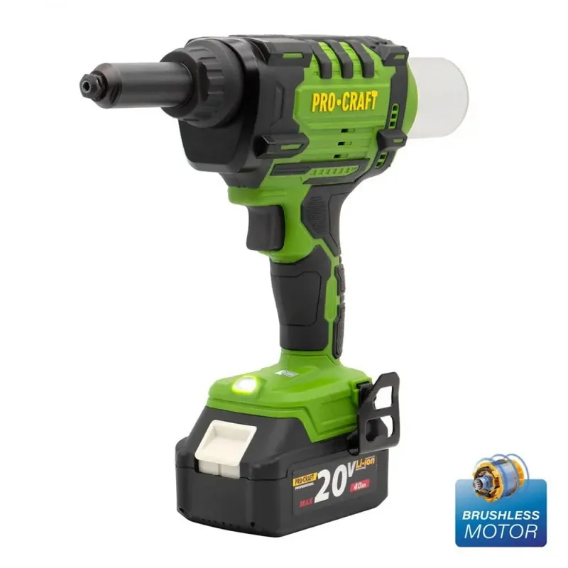 Promoție Masina de nituit nituri-pop cu 2 acumulatori 2 Ah si incarcator PROCRAFT PRG20
