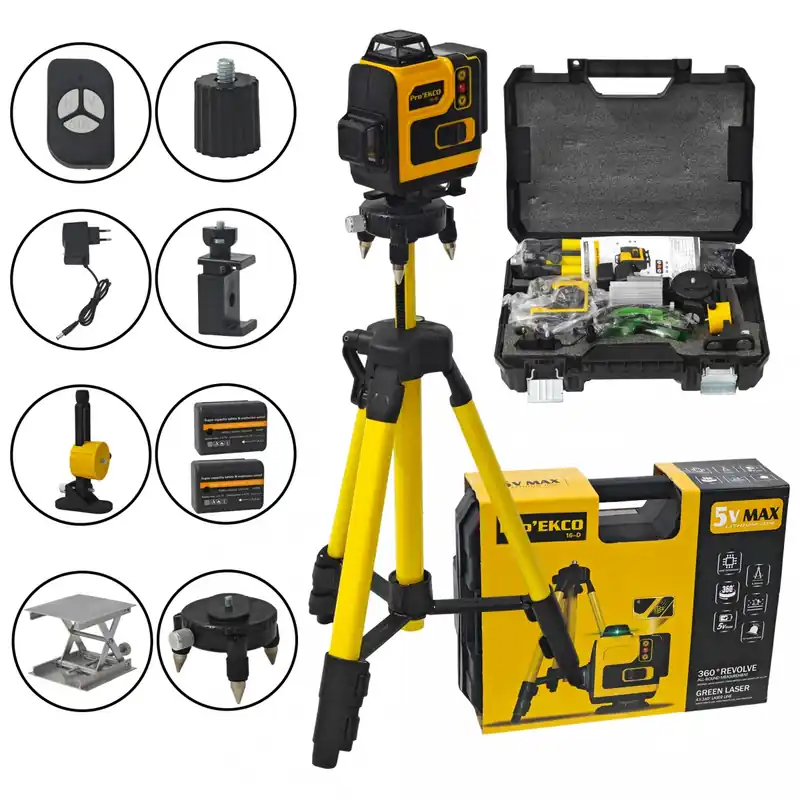 Nivela laser 4D, Pro'EKCO, 2 acumulatori, 16 Linii, trepied inclus Noutate