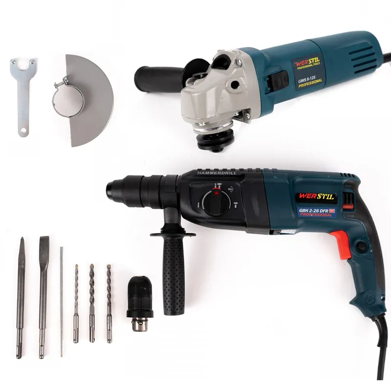 Reduceri Set ciocan rotopercutor si flex electric , Werstil , 800 W , Accesorii incluse